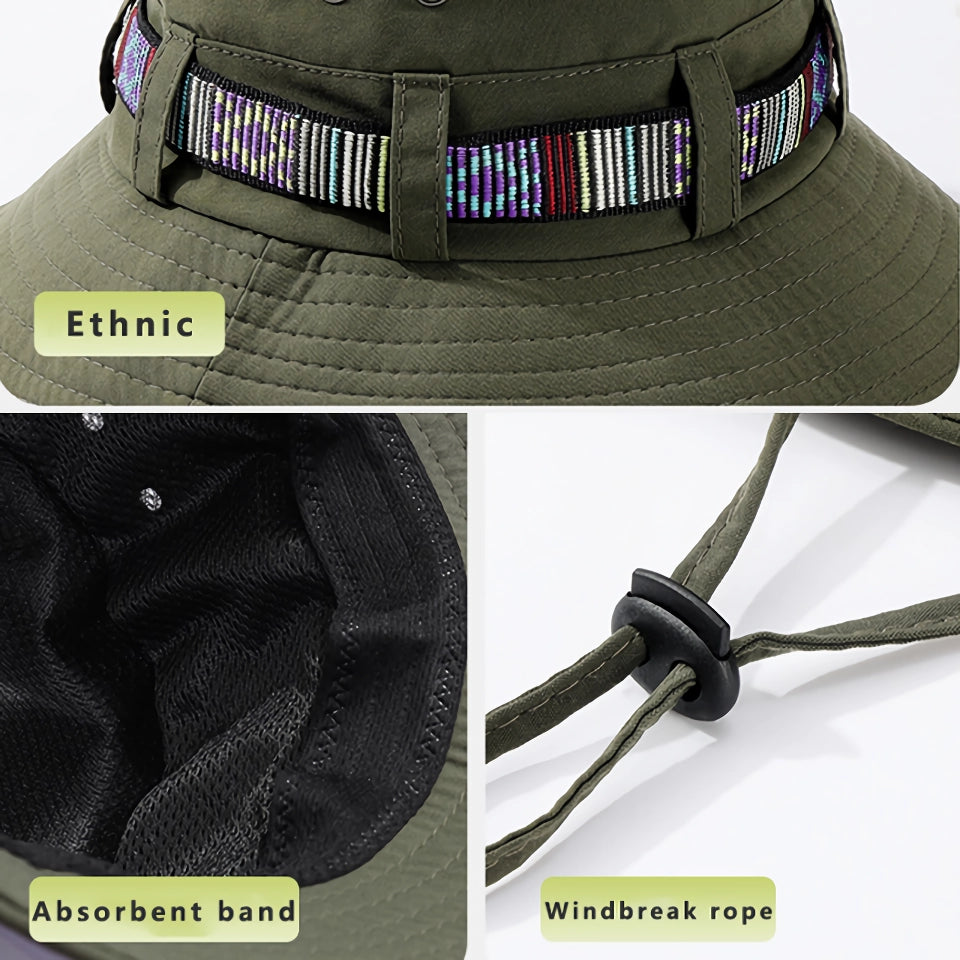 Vibrant Bucket Hat with Ethnic Belt