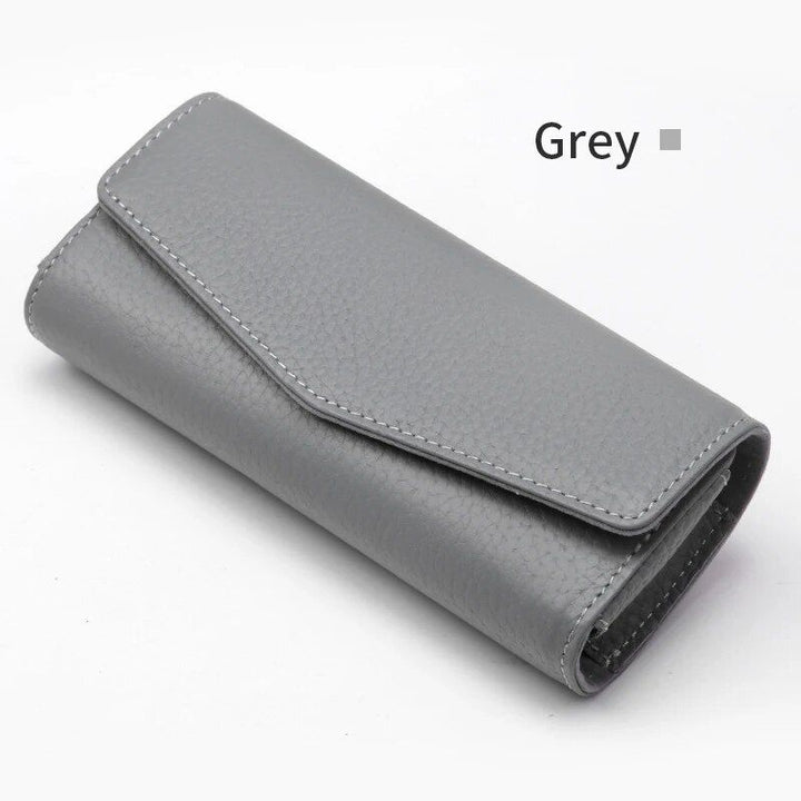 Luxury Cowhide Leather Sunglasses Case for Car Visor