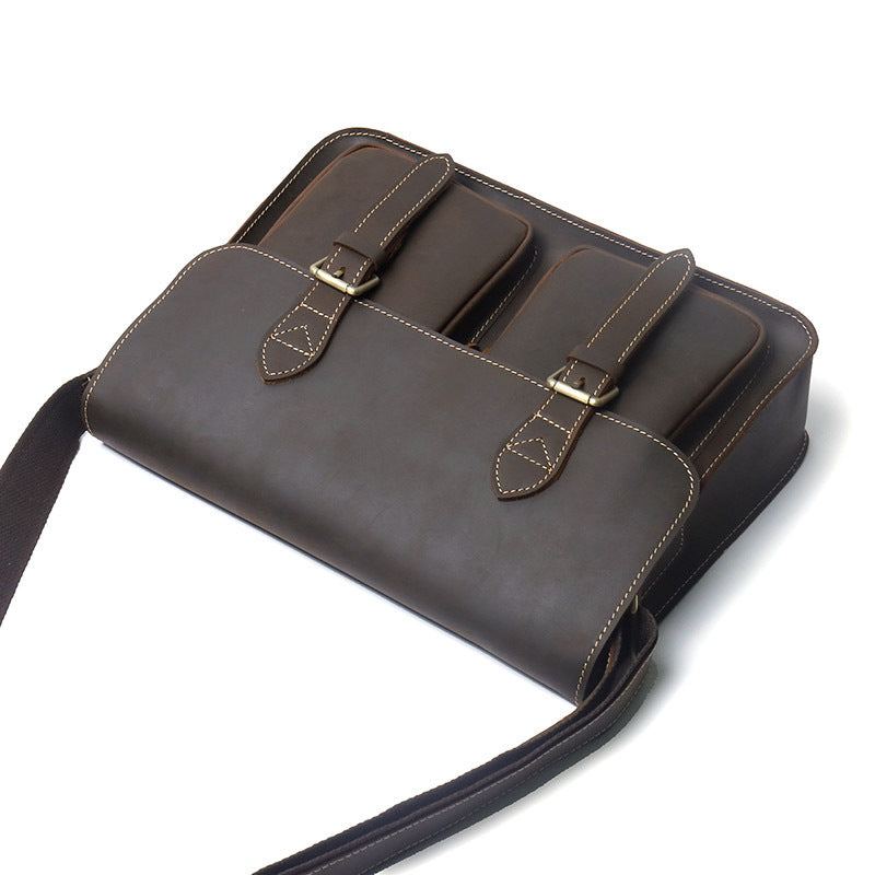 Retro Men's Cowhide Handbag One Shoulder Crossbody Messenger Bag