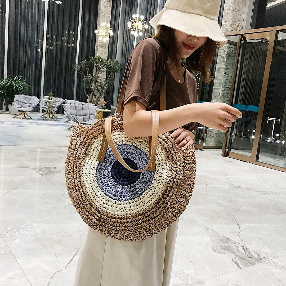 Handmade Summer Beach Woven Straw Tote