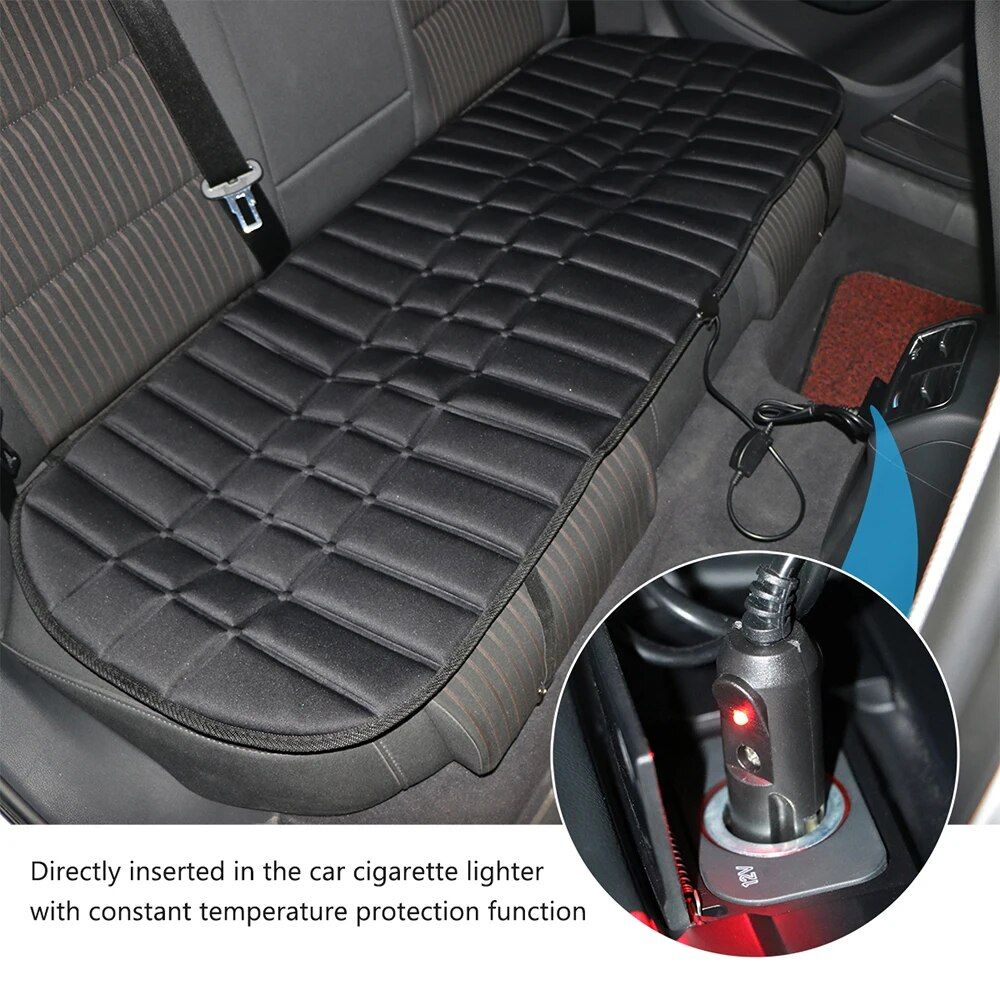 12V Heated Rear Car Seat Cushion: Foldable & Adjustable