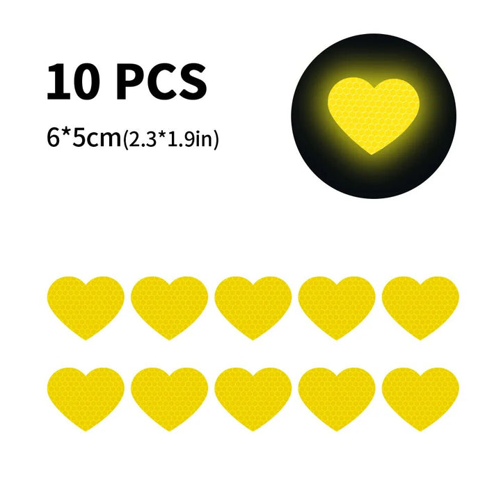 Reflective Heart-Shaped Safety Stickers for Vehicles