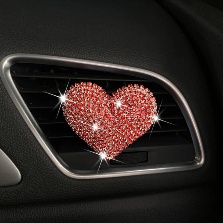 Luxurious Heart-Shaped Diamond Car Perfume Clip