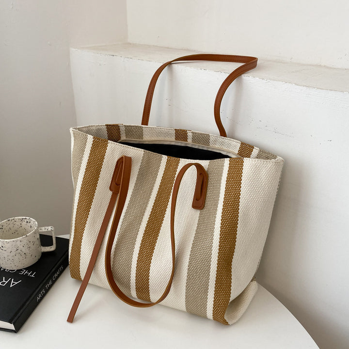 Striped Canvas Tote Bag