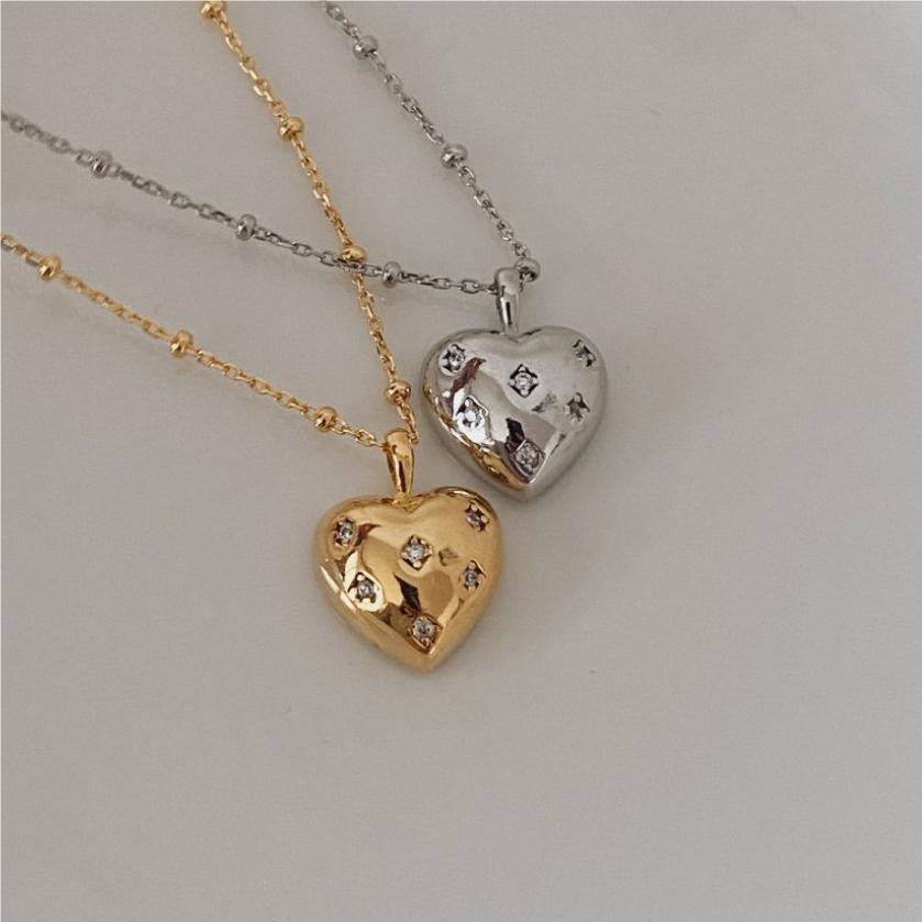 925 Silver Ins Zircon Love Necklace Minimalist