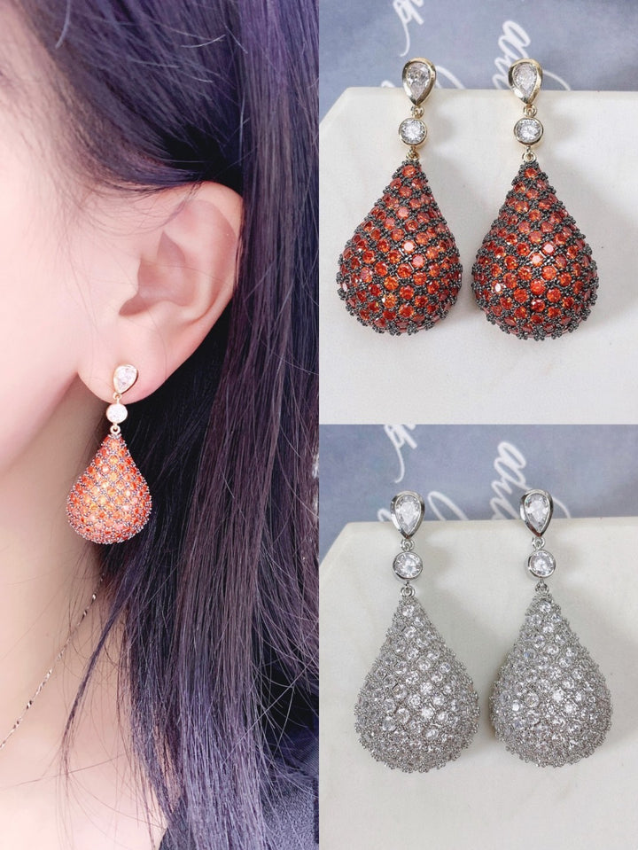 Micro Inlaid Colorful Water Drop Earrings