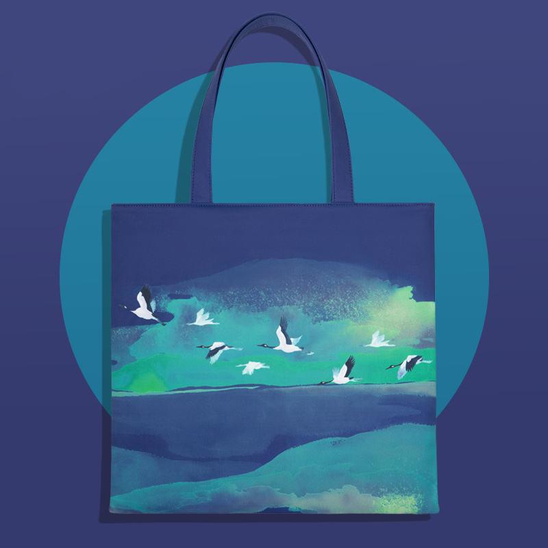 Summer Chinese Style Illustration Shoulder Tote Bag for Women