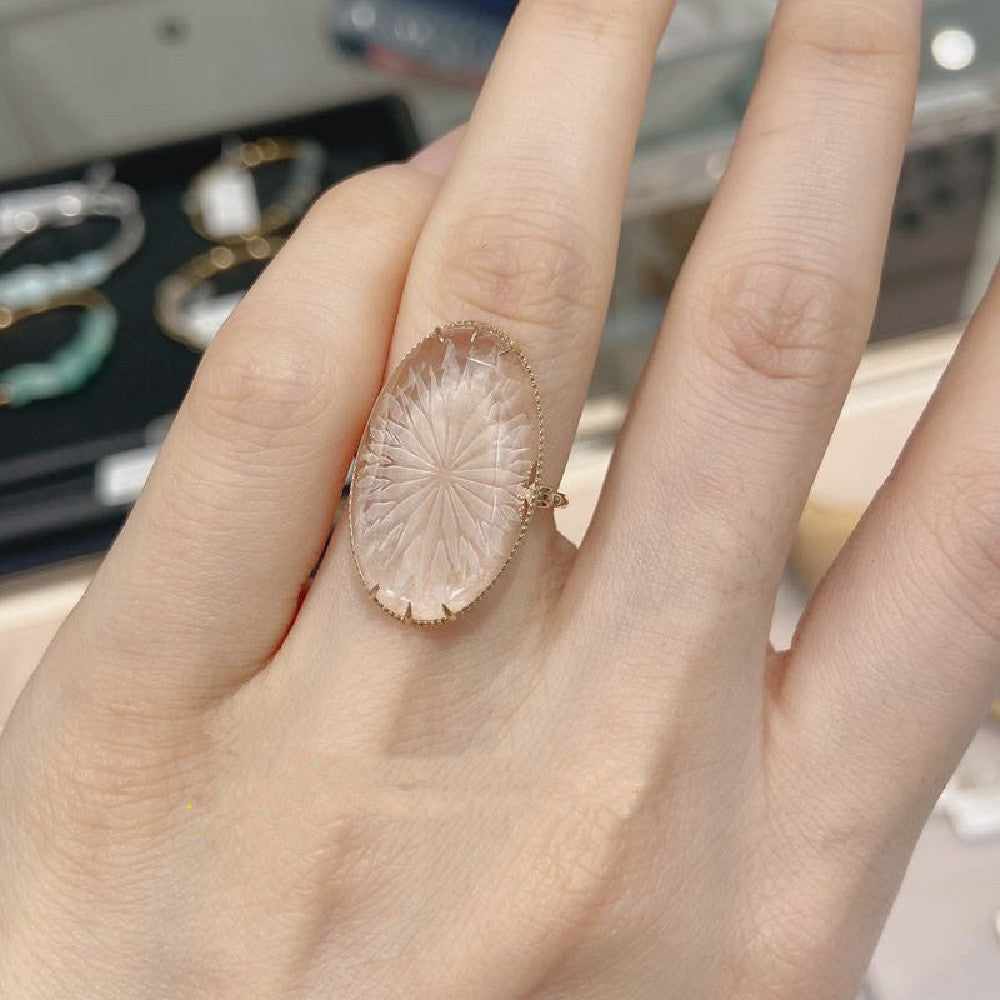 Women's Quartz Floating Flower Ring