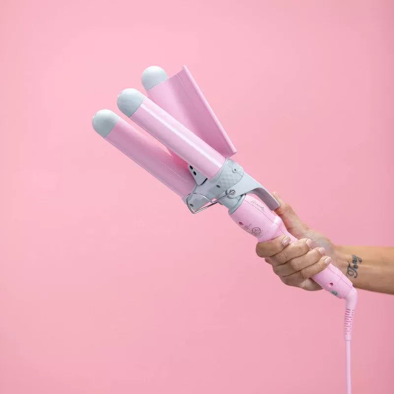 Wave Ceramic Triple Barrel Curling Iron Wand with LCD Display