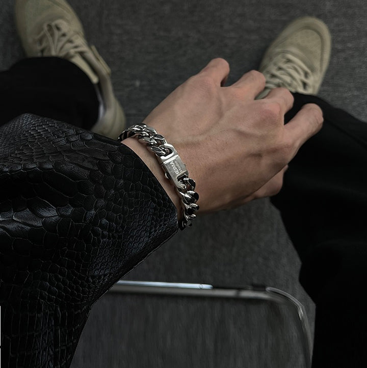 Hip Hop Simple Heavy Industry Texture Cuban Bracelet For Men