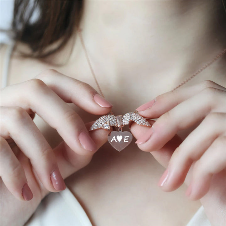 Personalized Women Chain Necklace Custom Engraved Heart Name
