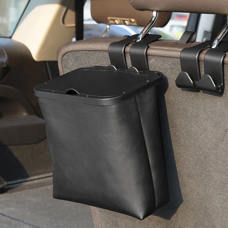 Leather Car Trash Can: Waterproof, Foldable & Multipurpose Organizer