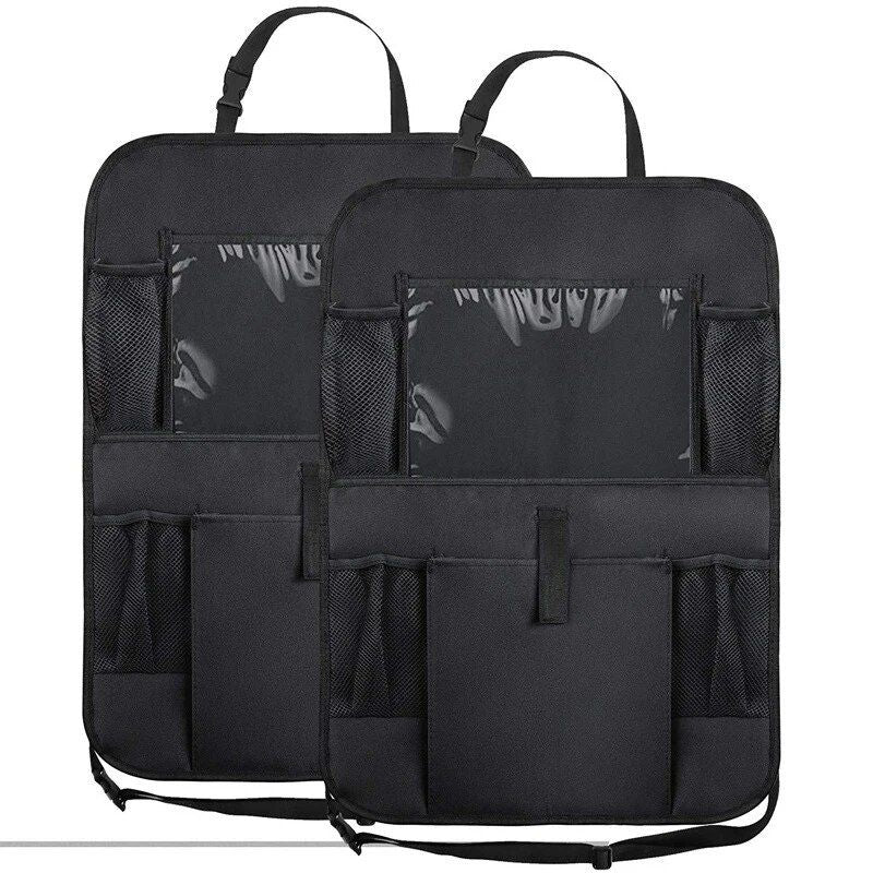 Universal Car Seat Back Organizer with Anti-Kick Mat & Waterproof Protection