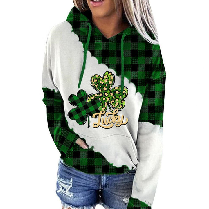 Women Sweatshirts Lucky Grass Print Streetwear Sweatshirts Hoodie Pullover Loose Casual Hooded Tops Clothes