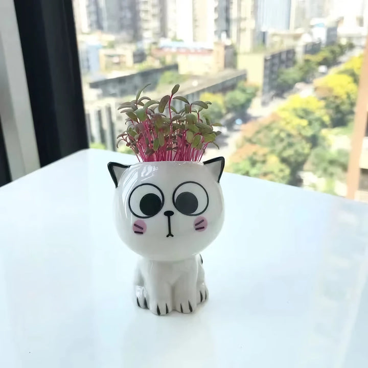 Cute Mini Cat Shaped Ceramic Plant Pot