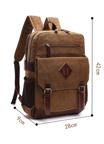 Men's Laptop Backpack Wash Canvas Solid Color