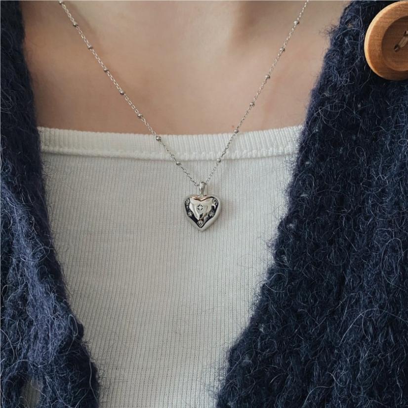 925 Silver Ins Zircon Love Necklace Minimalist