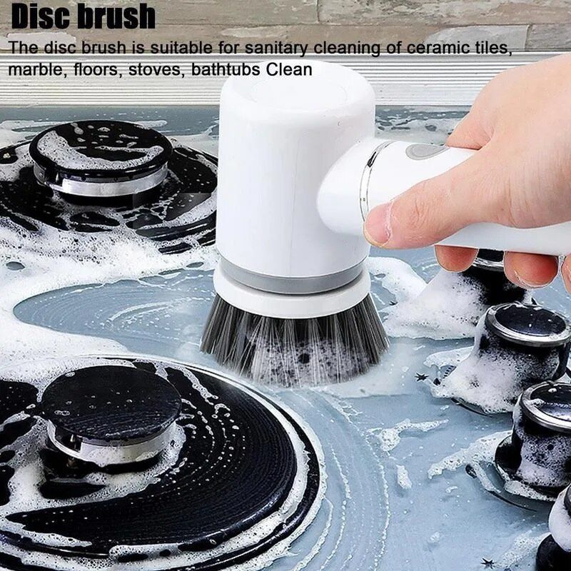 Electric Spin Scrubber with 6 Replaceable Brush Heads - Cordless Power Cleaner for Home