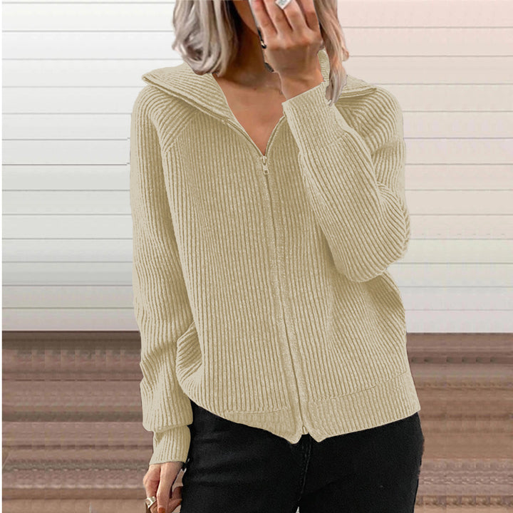 Europe And America New Stripe Casual Loose Knitwear Coat Women