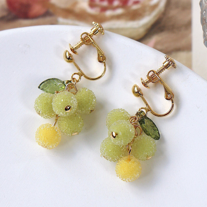 Frosted Berry Fruit Grape Earrings