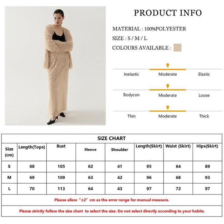 Elegant Long Sleeve Top and High-Waist Skirt Set