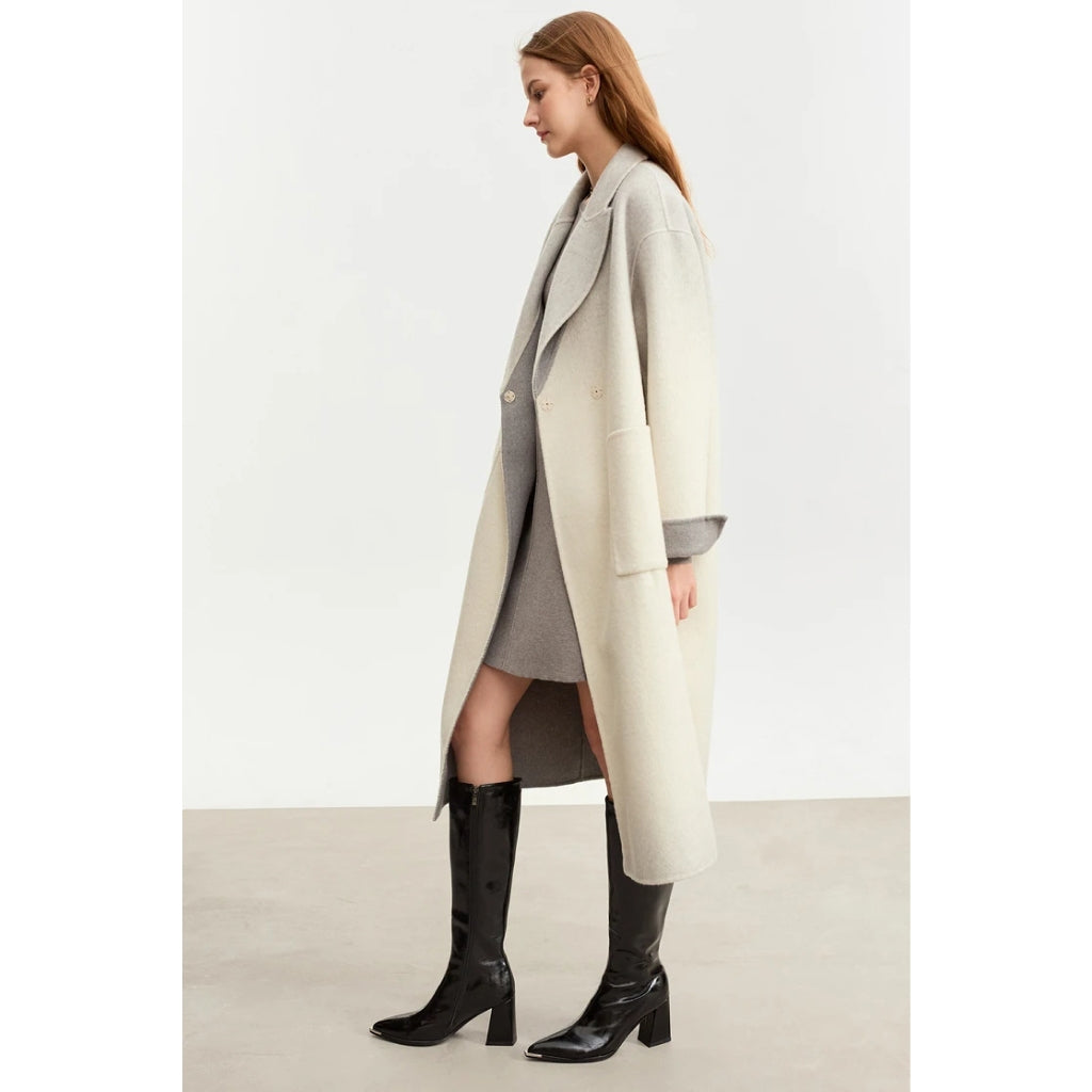 Elegant Gradient Woolen Coat for Women