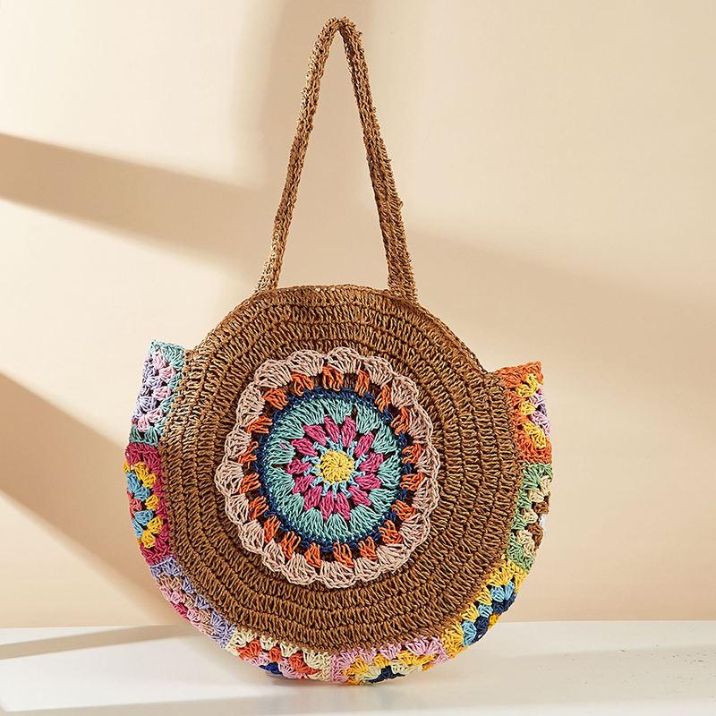 Bohemian Round Straw Woven Shoulder Bag