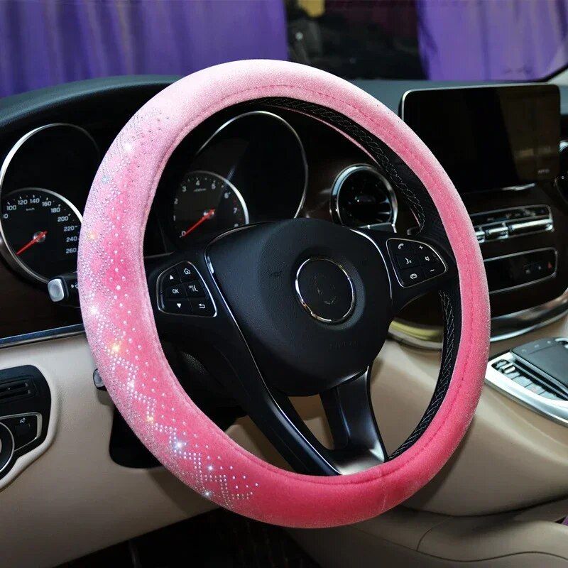 Universal Four Seasons Anti-Skid Steering Wheel Cover with Diamond Velvet Style