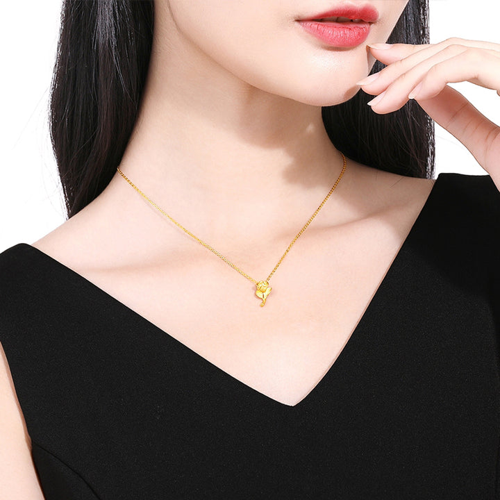 Women's Gold Rose Pendant Necklace