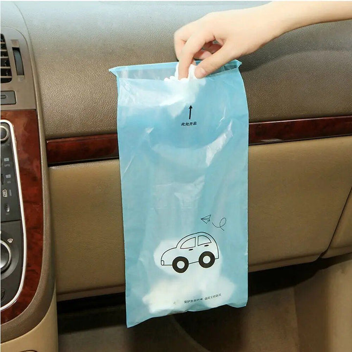 Multi-Use Disposable Auto Trash Bags - 50pcs Adhesive Car Garbage Bin Organizers