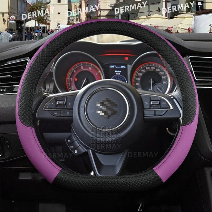 Microfiber Leather & Carbon Fiber Steering Wheel Cover for Suzuki Swift 2017-2021