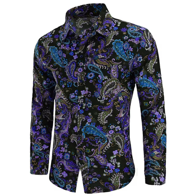 Camisa de manga larga de la moda de los hombres del nuevo estilo del comercio exterior, camisa de la flor del club nocturno, camisa de los hombres