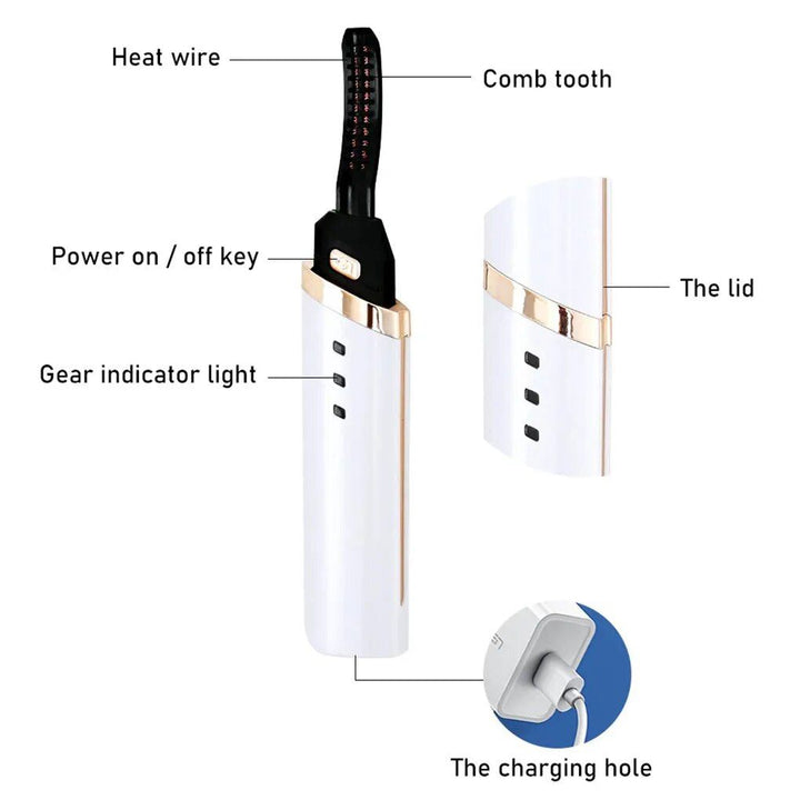 3-Gear Adjustable Heated Eyelash Curler: Portable & Anti-Scald