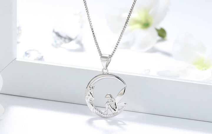 S925 Sterling Silver Necklace Angel Pendant Spirit