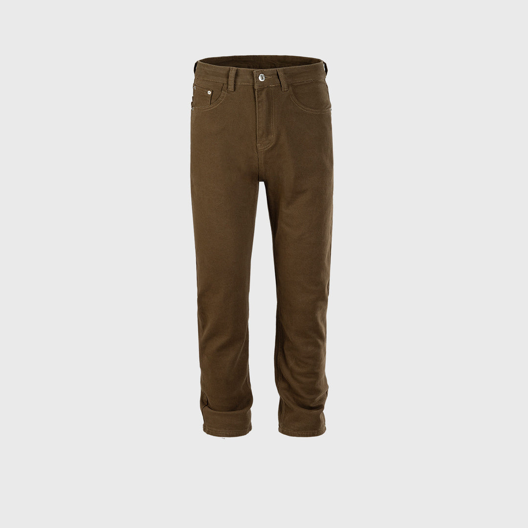 Brown Multi-size Washed Distressed Trousers