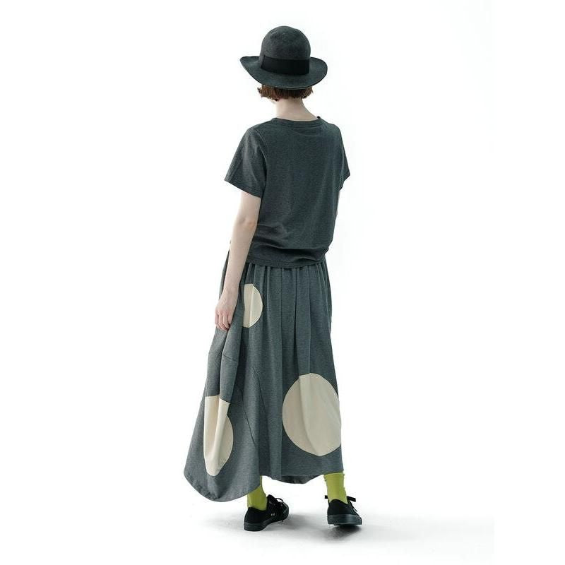 Summer Polka Dot Grey Knit Skirt