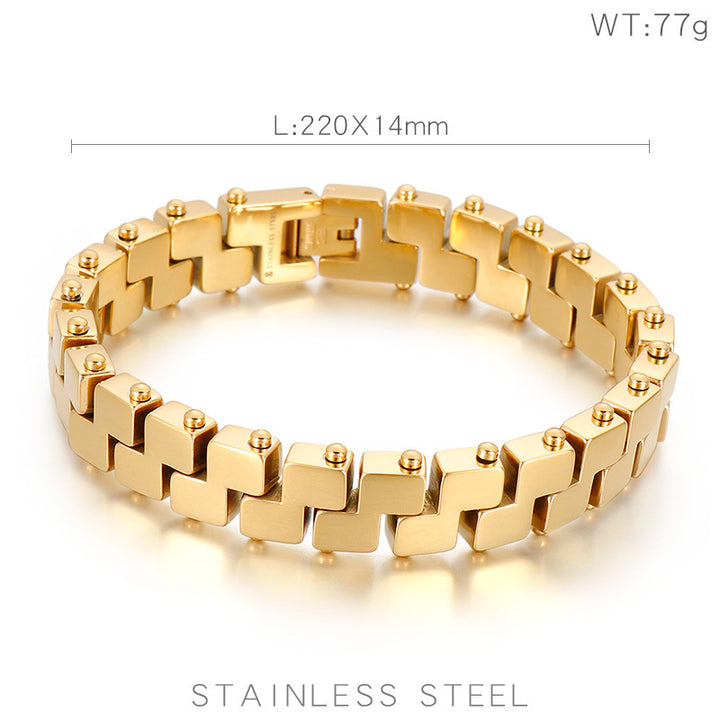 Personalized Vacuum Plating 18kz Type Titanium Steel Men's Bracelet