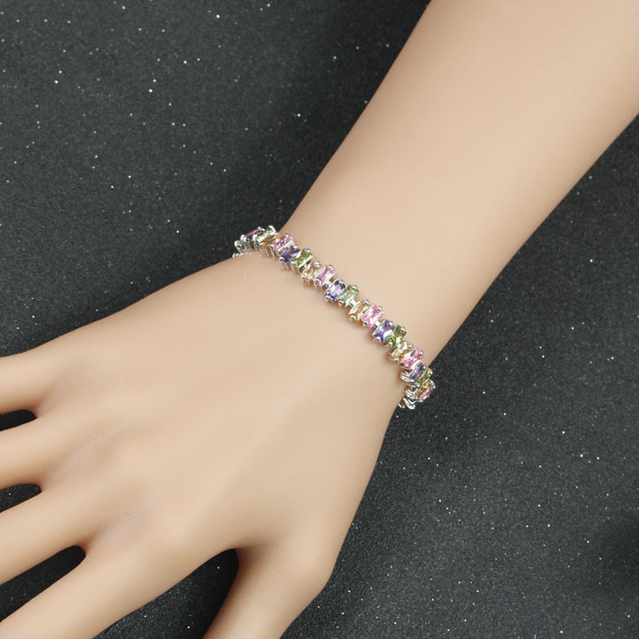 Square Blue Purple Transparent Zircon Bracelet