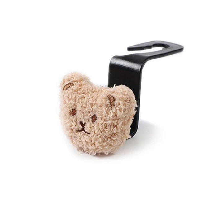 Cute Plush Bear Car Seat Back Hook with Decorative Pendant