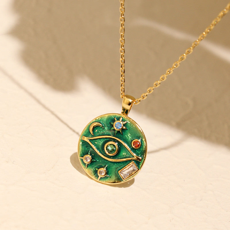 Women's Fashion Vintage Enamel Drip Enamel Pendant Necklace