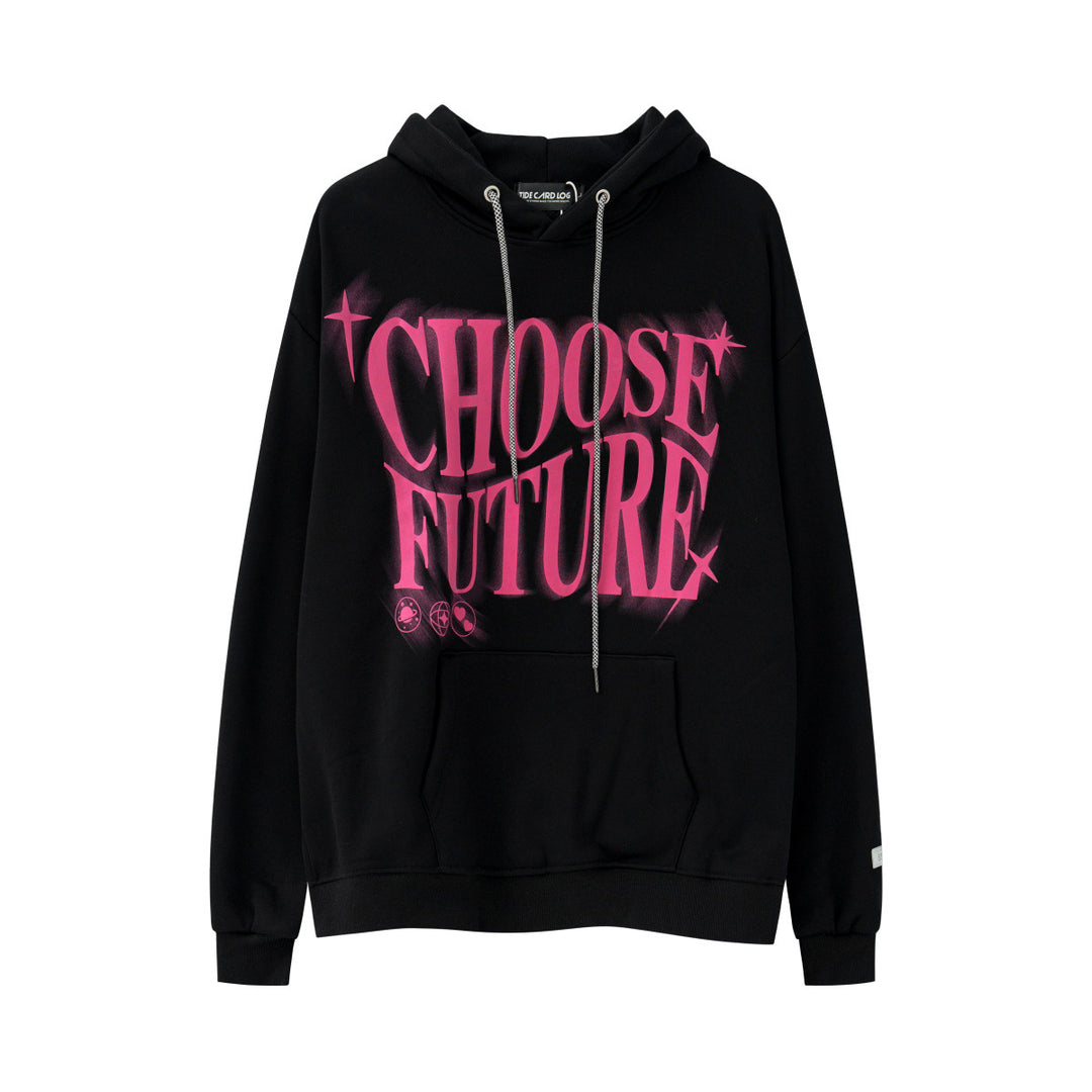 High Street Fashion Brand Foaming Letter Couple Hooded Sweater