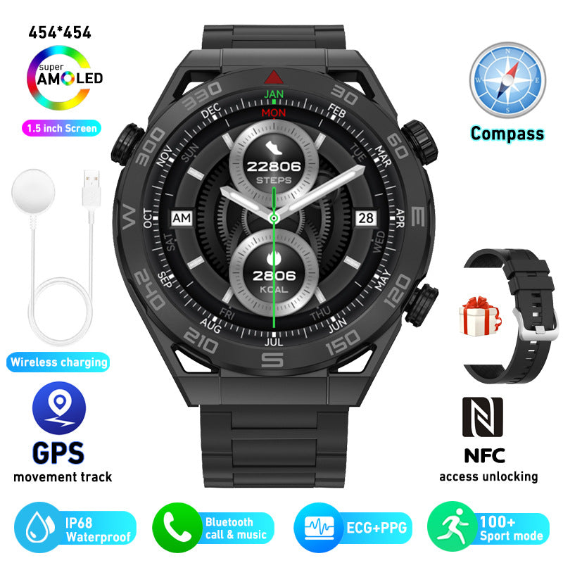 ECG PPG Bluetooth Calling Compass GPS Wireless Charger Smart Watch