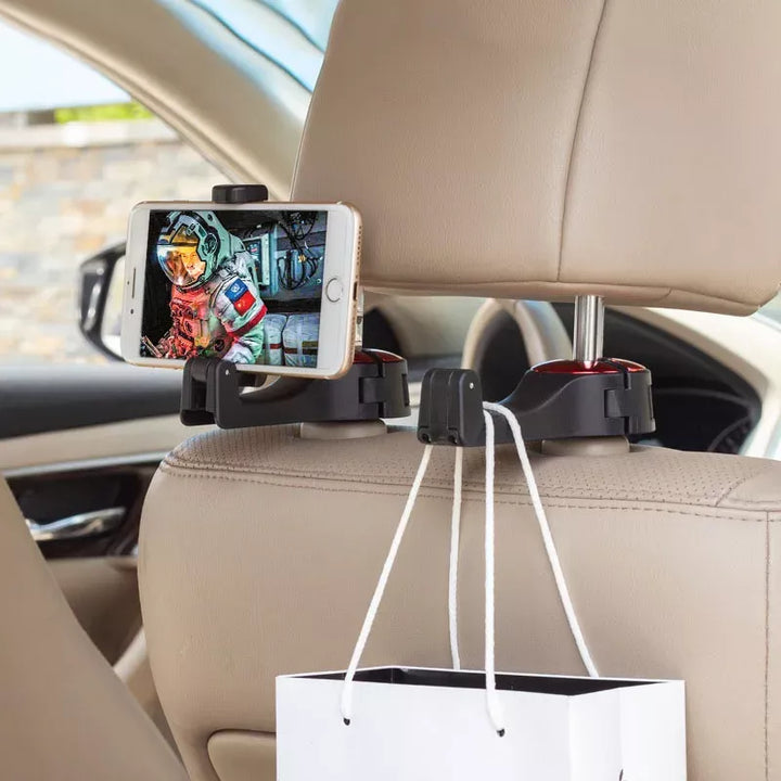 Rotatable Car Headrest Hook with Phone Holder