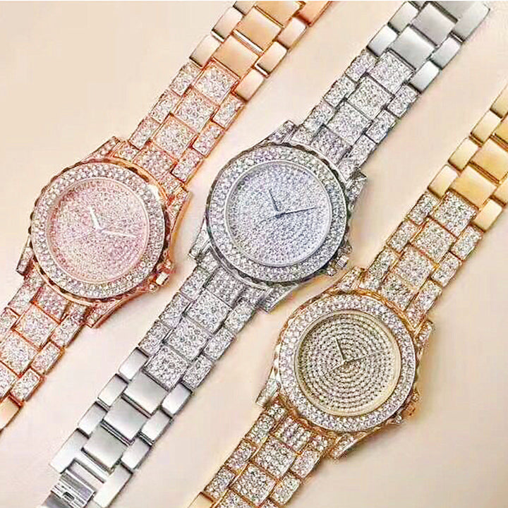 Simple Diamond British Fashion Alloy Fashion Steel Band Ladies Watch