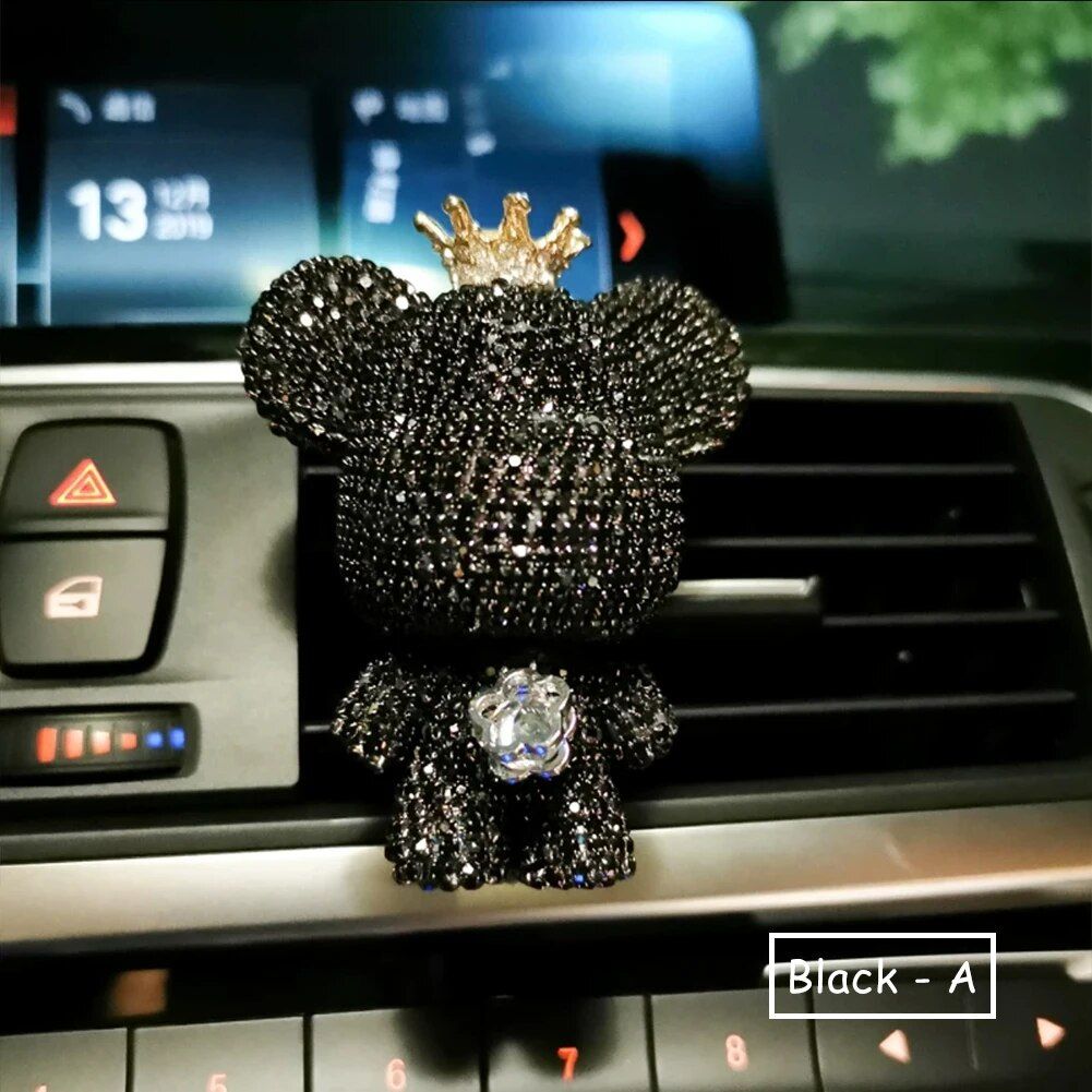 Cute Bear Car Air Vent Perfume Clip with Dazzling Rhinestone