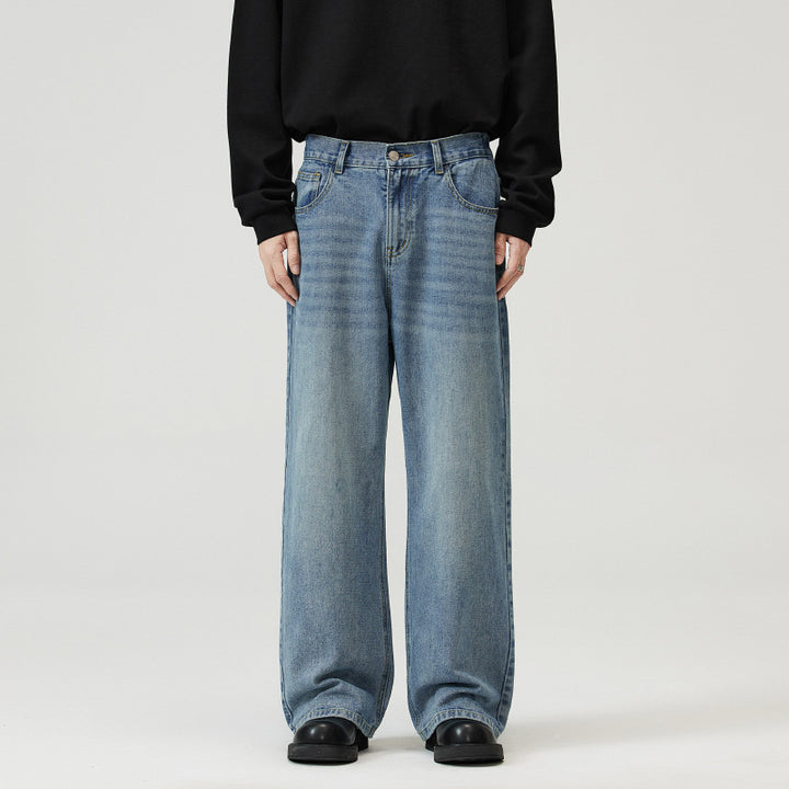 Men And Women Washed-out Vintage Wide-leg Pants
