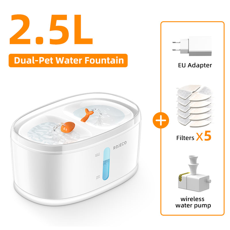 Automatic Wireless Pet Water Fountain with Dual Drinking Zones