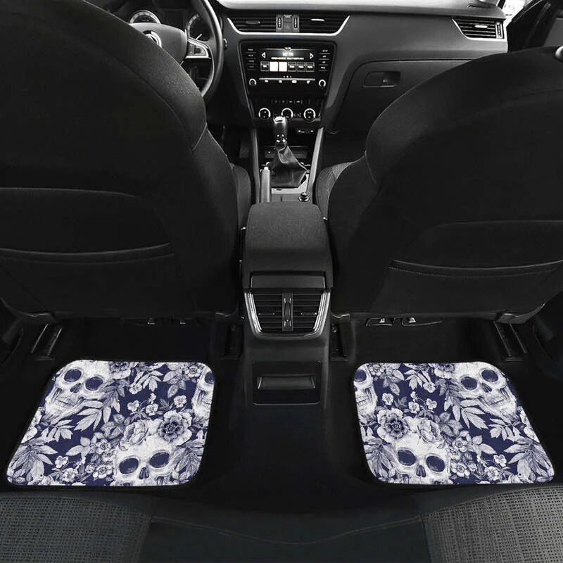 Chic Skull Floral Car Floor Mats