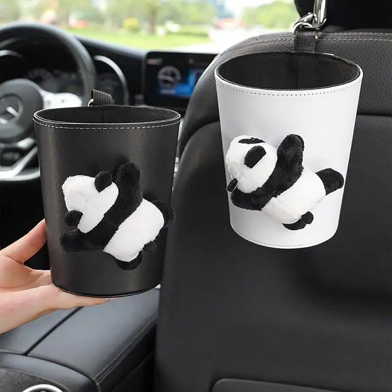 Compact Panda Car Trash Can & Organizer: Leak-Proof, Versatile, & Stylish