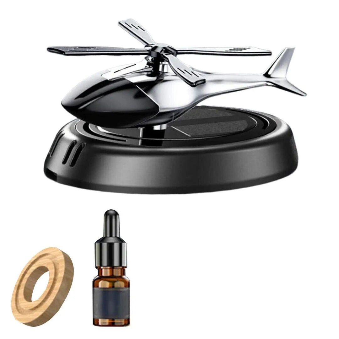 Solar-Powered Helicopter Car Air Freshener: Rotating Aroma Diffuser in 3 Elegant Colors